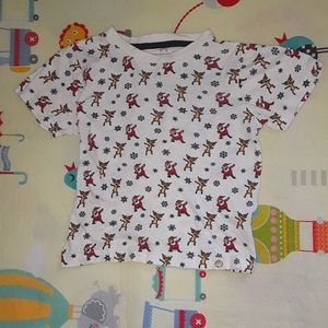 White Christmas Santa and reindeer T-shirt